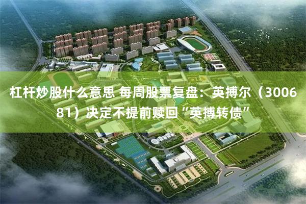 杠杆炒股什么意思 每周股票复盘：英搏尔（300681）决定不提前赎回“英搏转债”
