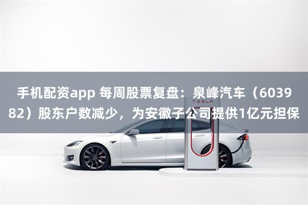 手机配资app 每周股票复盘：泉峰汽车（603982）股东户数减少，为安徽子公司提供1亿元担保