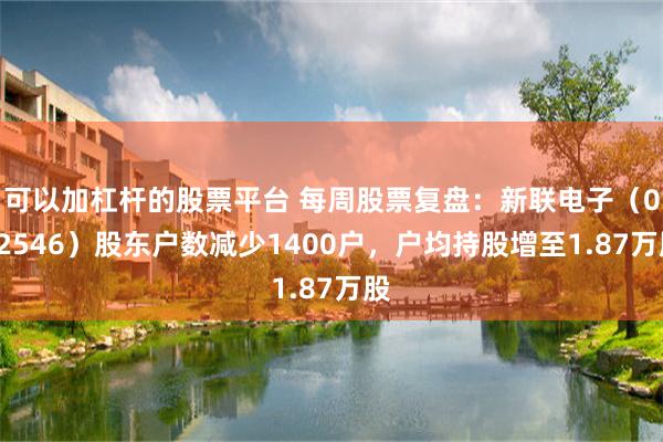 可以加杠杆的股票平台 每周股票复盘：新联电子（002546）股东户数减少1400户，户均持股增至1.87万股