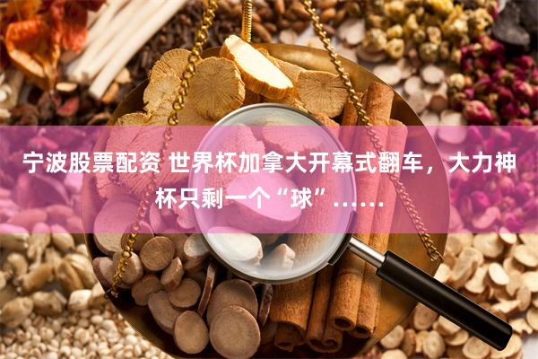 宁波股票配资 世界杯加拿大开幕式翻车,大力神杯只剩一个“球”……