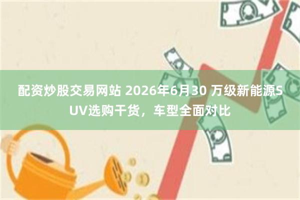 配资炒股交易网站 2026年6月30 万级新能源SUV选购干货，车型全面对比