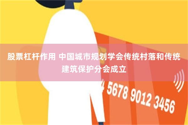 股票杠杆作用 中国城市规划学会传统村落和传统建筑保护分会成立