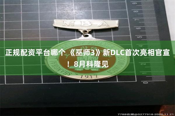 正规配资平台哪个 《巫师3》新DLC首次亮相官宣！8月科隆见