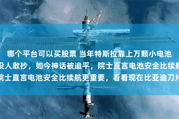 哪个平台可以买股票 当年特斯拉靠上万颗小电池堆出一辆车，焊点多到没人敢抄，如今神话被追平，院士直言电池安全比续航更重要，看看现在比亚迪刀片电
