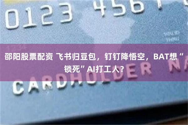邵阳股票配资 飞书归豆包，钉钉降悟空，BAT想“锁死”AI打工人？