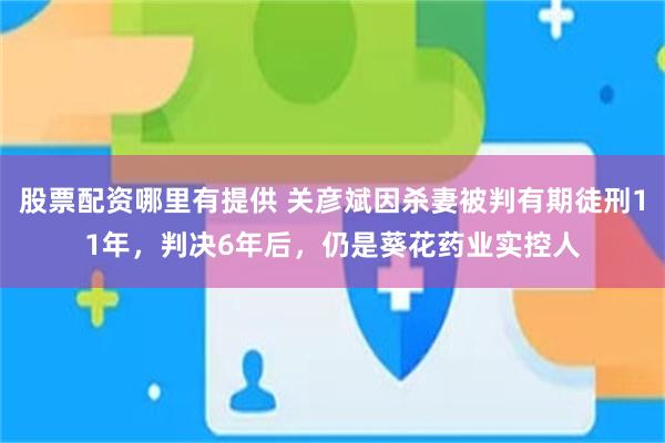 股票配资哪里有提供 关彦斌因杀妻被判有期徒刑11年，判决6年后，仍是葵花药业实控人