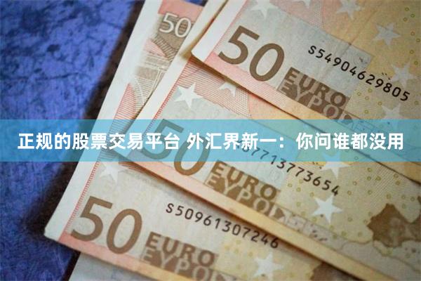 正规的股票交易平台 外汇界新一：你问谁都没用